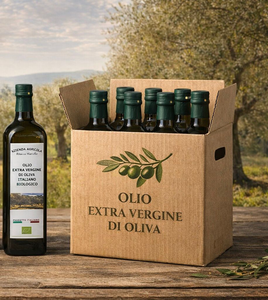 Confezione da 6 bottiglie da 1L di olio extravergine di oliva Biologico